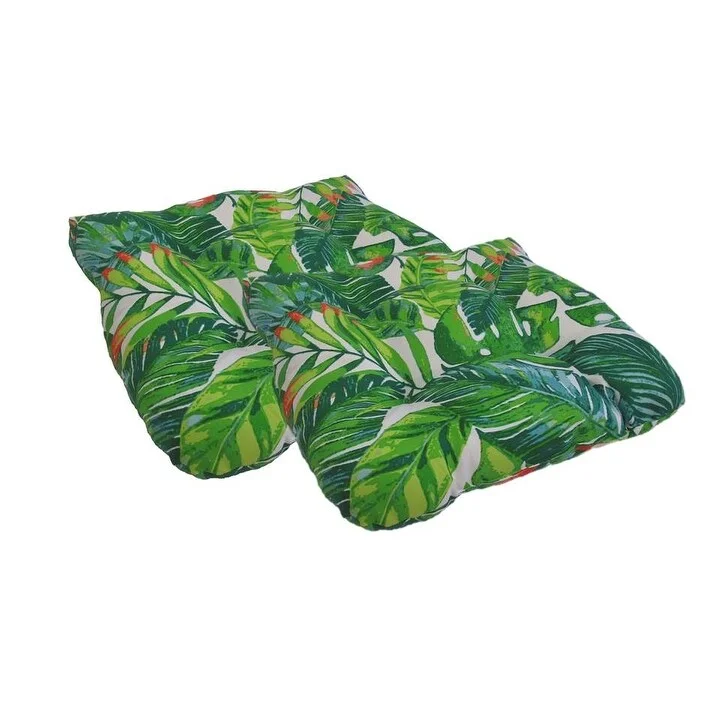 Indoor/ Outdoor Tropical Leaves Seat Cushions (Set of 2)