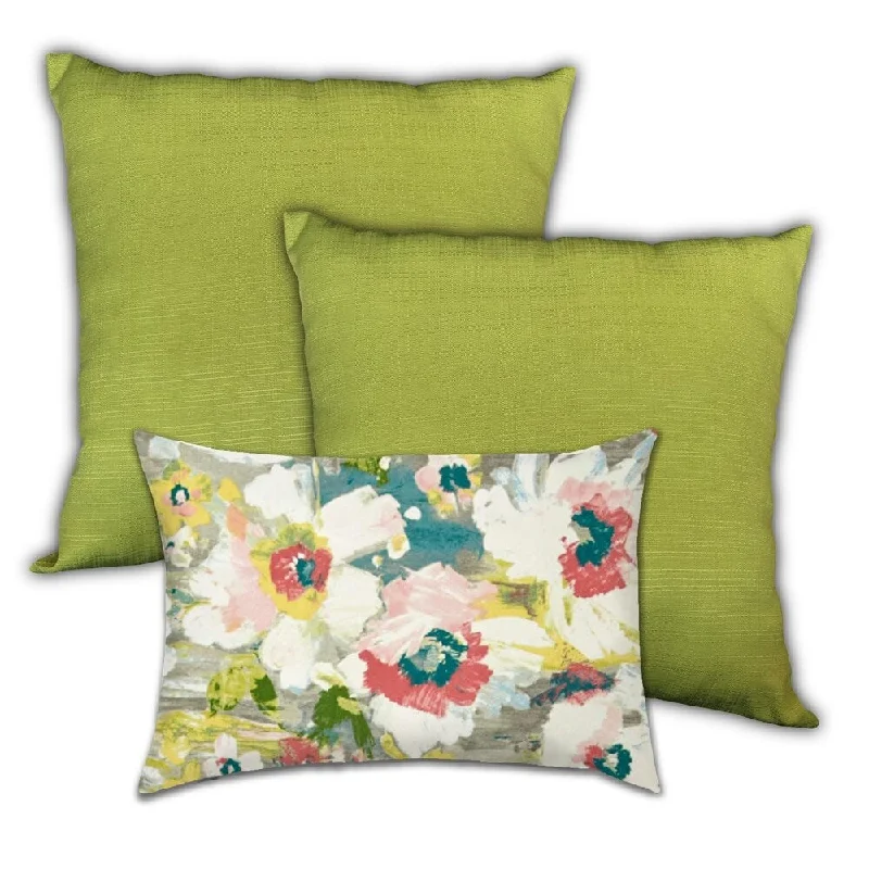 Price Buster Key Largo Skies Indoor/Outdoor, Zippered Pillow Cover, Set of 2 Large & 1 Lumbar, Green, Aqua, Turquoise
