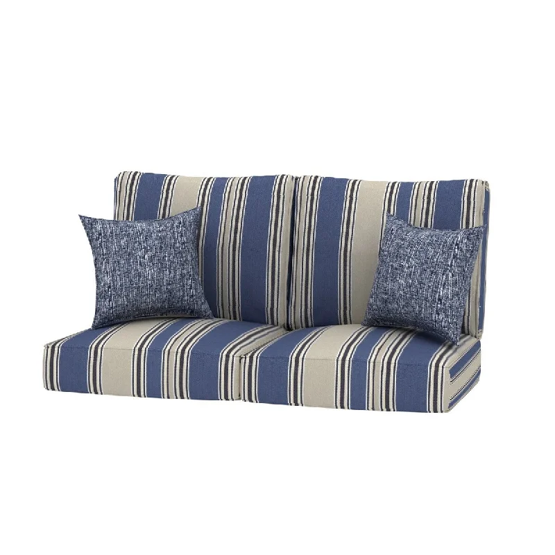 Deal Mania Loveseat Stripe Outdoor 24x24 Replacement Cushions with Pillows