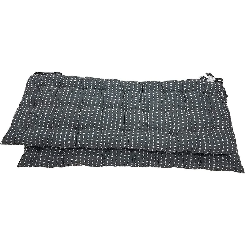 Year-End Clearance Melange 100% Cotton 44" x 17" Bench Cushions, Set of 2, Navy Polka Dot Print