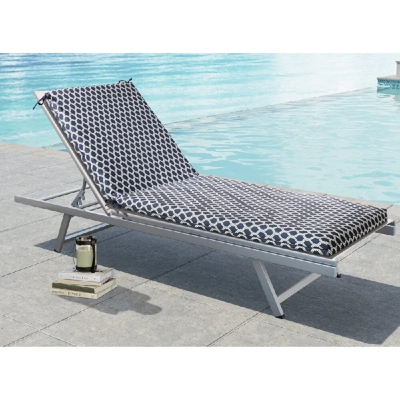 Navy basketweave Outdoor lounge chair pad