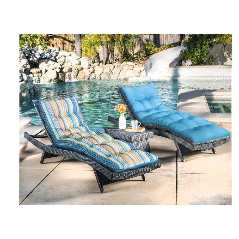 navy Palm Outdoor lounge chair pad