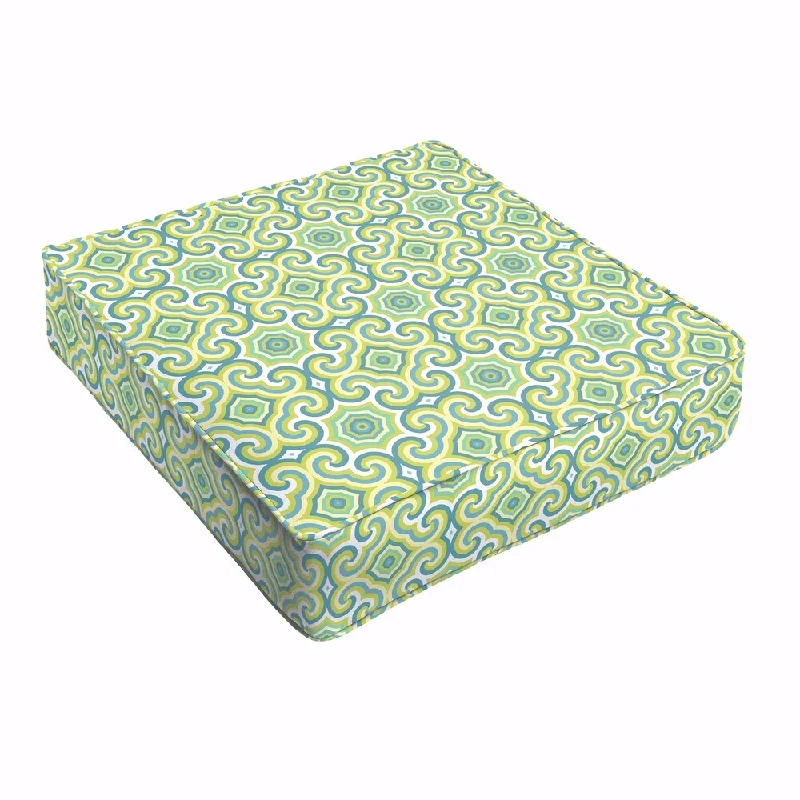 Oliver Lime Green/ Aqua Indoor/ Outdoor 22.5 Inch Square Corded Cushion