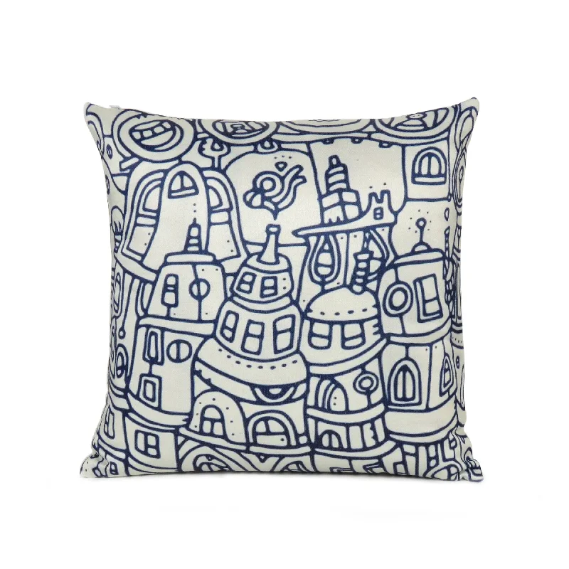 Blue Doodle city  pattern