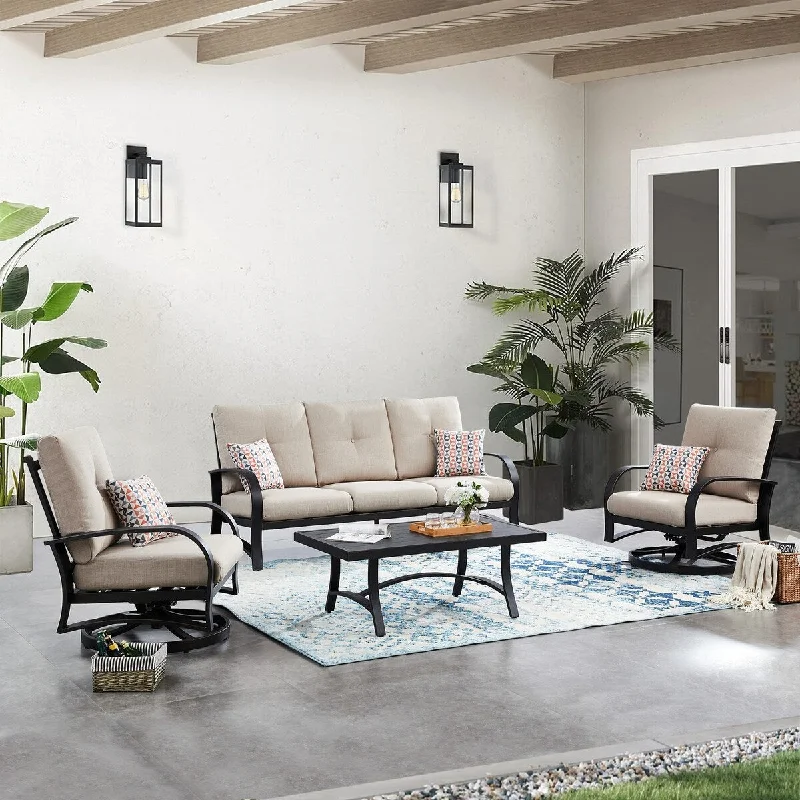 Outdoor 4-Piece Sofa Set Patio Conversation Furniture Set