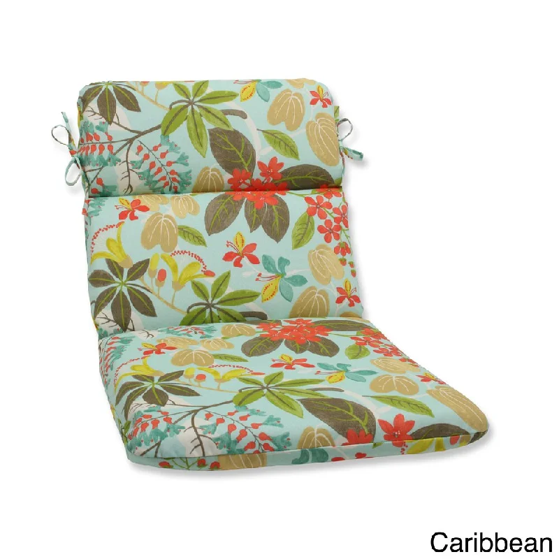 Steals and Deals Outdoor Fancy A Floral Rounded Corners Chair Cushion with Ties