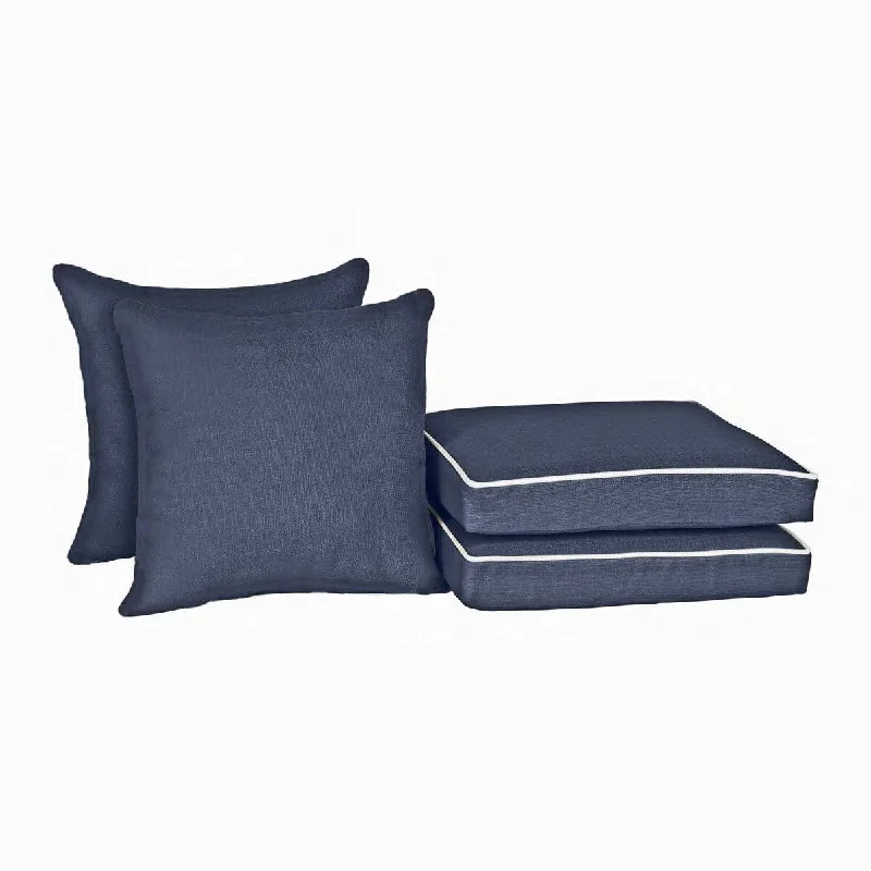 Outdoor/ Indoor 4-Piece Deluxe Dining Cushion and Pillow Set for Patio Furniture