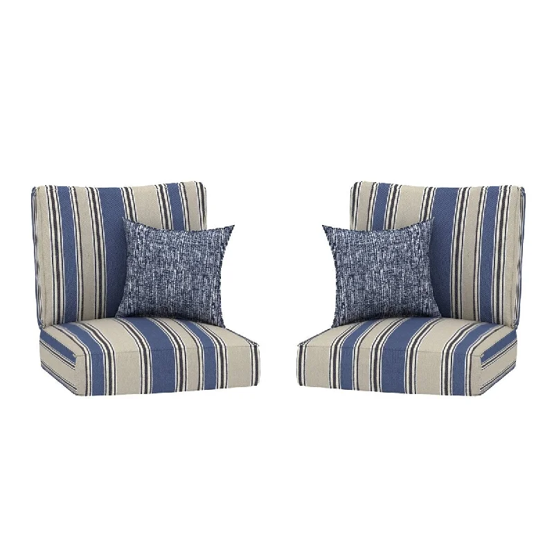 Today’s Deal Pair of Chairs Stripe Outdoor 24x24 Replacement Cushions with Pillows - Pair of Chairs Today’s Deal Pair of Chairs Stripe Outdoor 24x24 Replacement Cushions with Pillows - Pair of Chairs