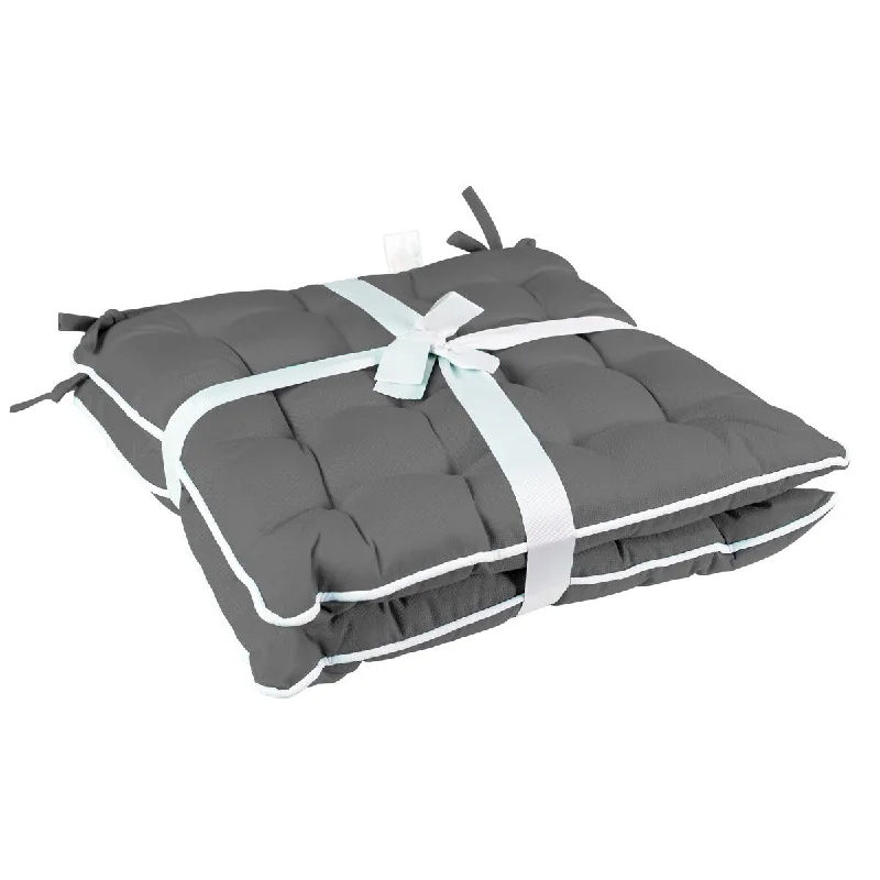 Price Blitz Patio Premier 2pk Grey Spunpoly Seat Cushion with Flame Retardant Filling