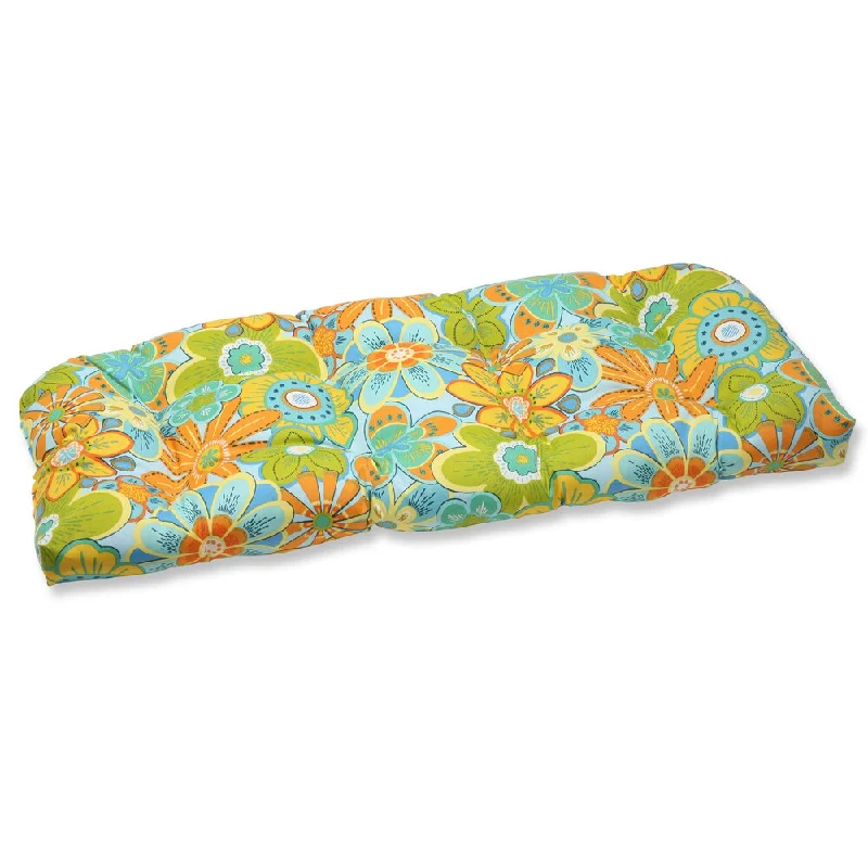 Don't Wait Pillow Perfect Outdoor Glynis Floral Wicker Loveseat Cushion