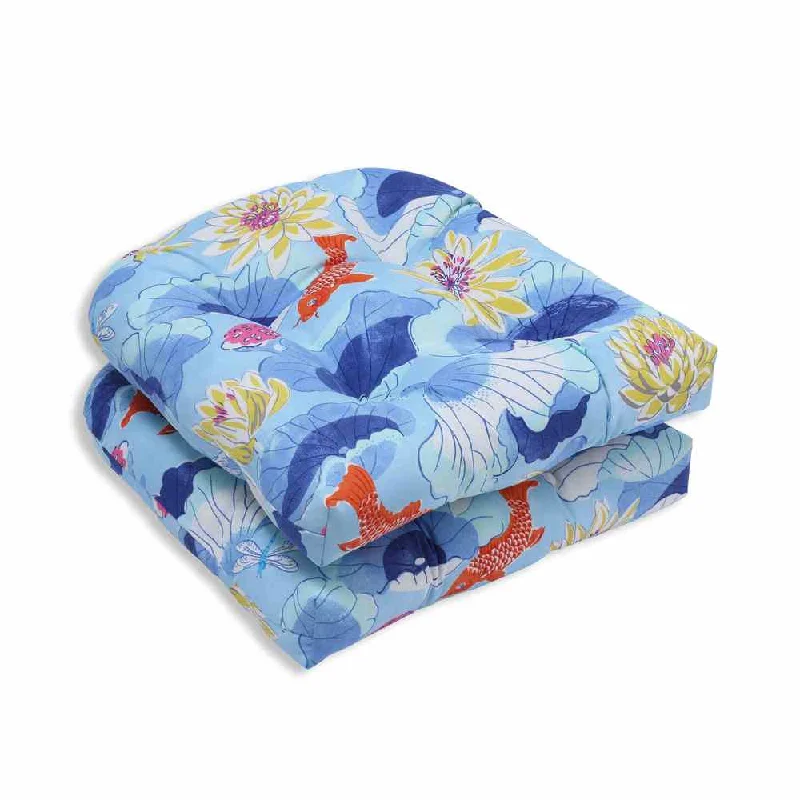 Midnight Madness Pillow Perfect Outdoor/ Indoor Lotus Lake Cobalt Wicker Seat Cushion (Set of 2) Midnight Madness Pillow Perfect Outdoor/ Indoor Lotus Lake Cobalt Wicker Seat Cushion (Set of 2)