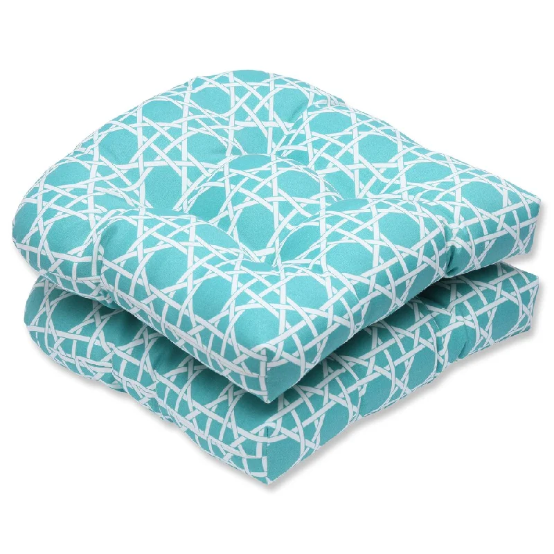 Reduced Prices Pillow Perfect Outdoor Kane Aqua Wicker Seat Cushion (Set of 2)