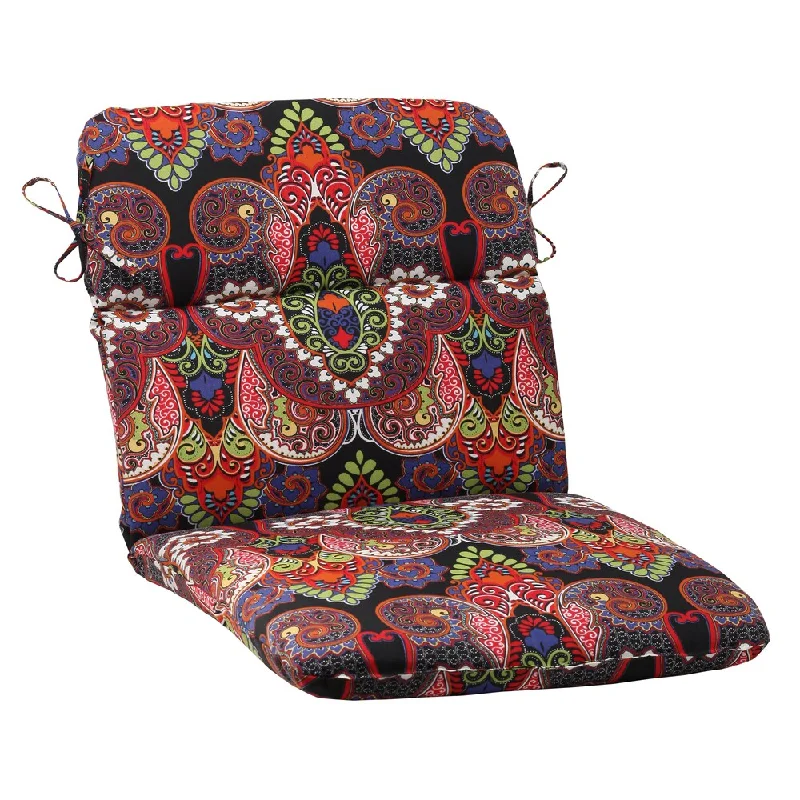 Steals and Deals Pillow Perfect Outdoor Marapi Black Rounded Chair Cushion