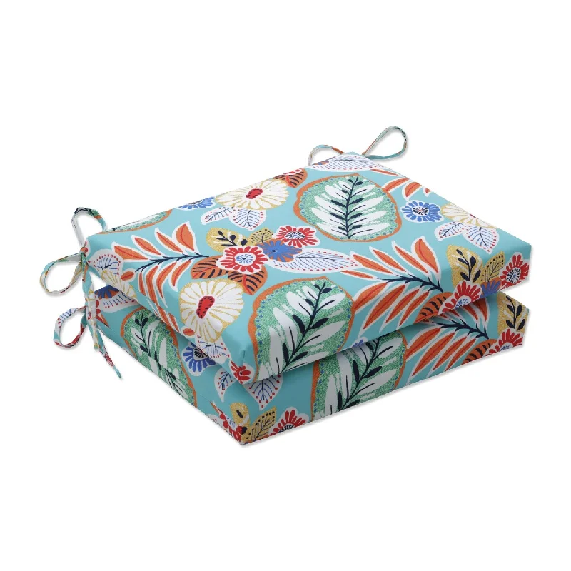 Great Bargains Pillow Perfect Outdoor Marlow Aqua Squared Corners Seat Cushion (Set of 2) - 16 X 18.5 X 3 - 16 X 18.5 X 3 Great Bargains Pillow Perfect Outdoor Marlow Aqua Squared Corners Seat Cushion (Set of 2) - 16 X 18.5 X 3 - 16 X 18.5 X 3