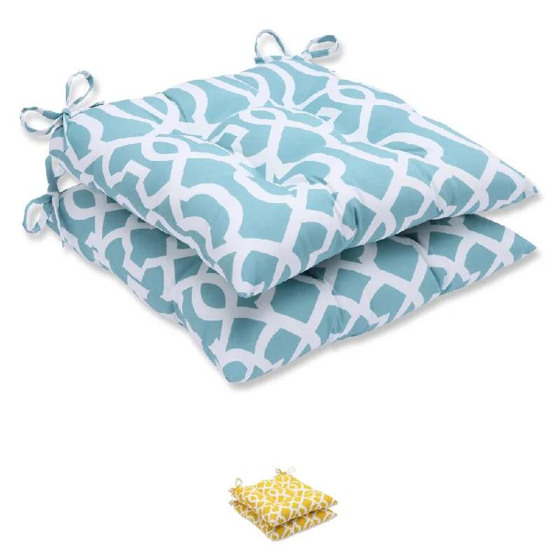 Discount Deals Pillow Perfect Outdoor New Geo Wrought Iron Seat Cushion (Set of 2)