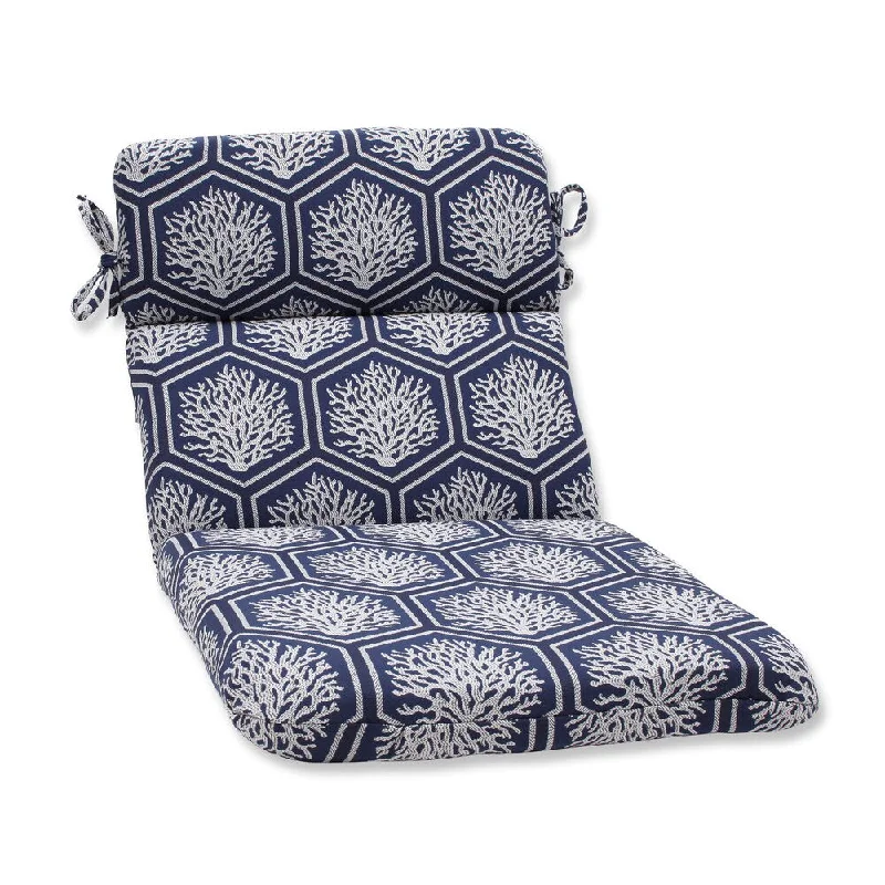 Online Only Pillow Perfect Rounded Corners Chair Cushion with Bella-Dura Seascape Navy Fabric Online Only Pillow Perfect Rounded Corners Chair Cushion with Bella-Dura Seascape Navy Fabric