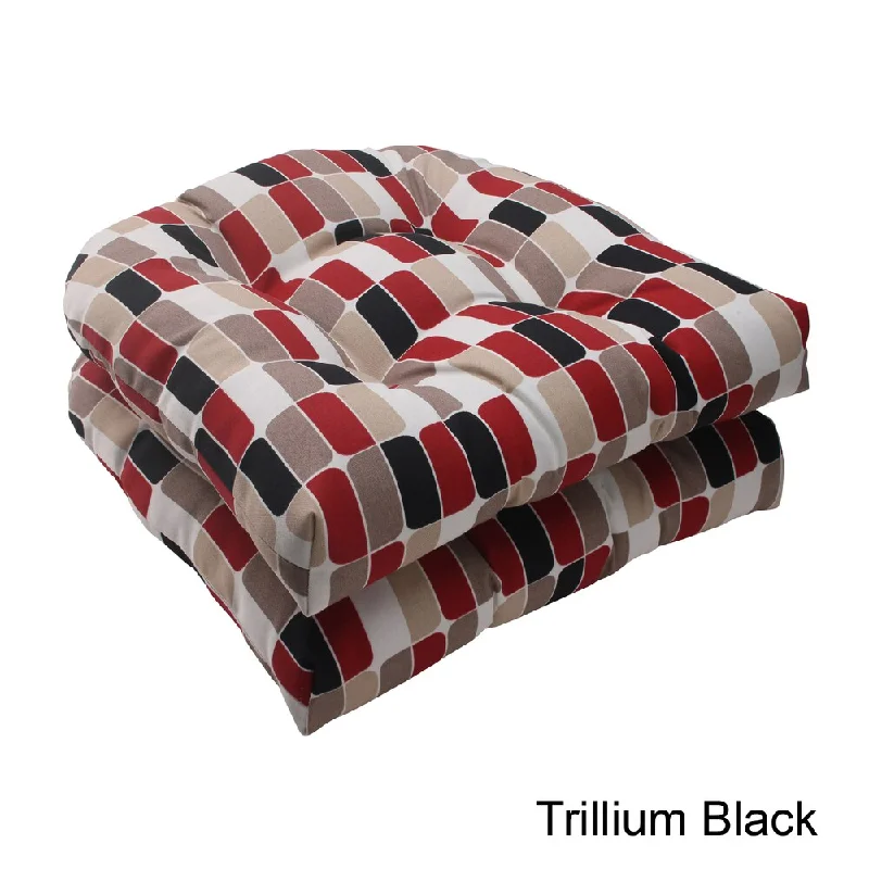 Overstock Pillow Perfect Trillium Polyester Tufted Outdoor Wicker Seat Cushions (Set of 2)