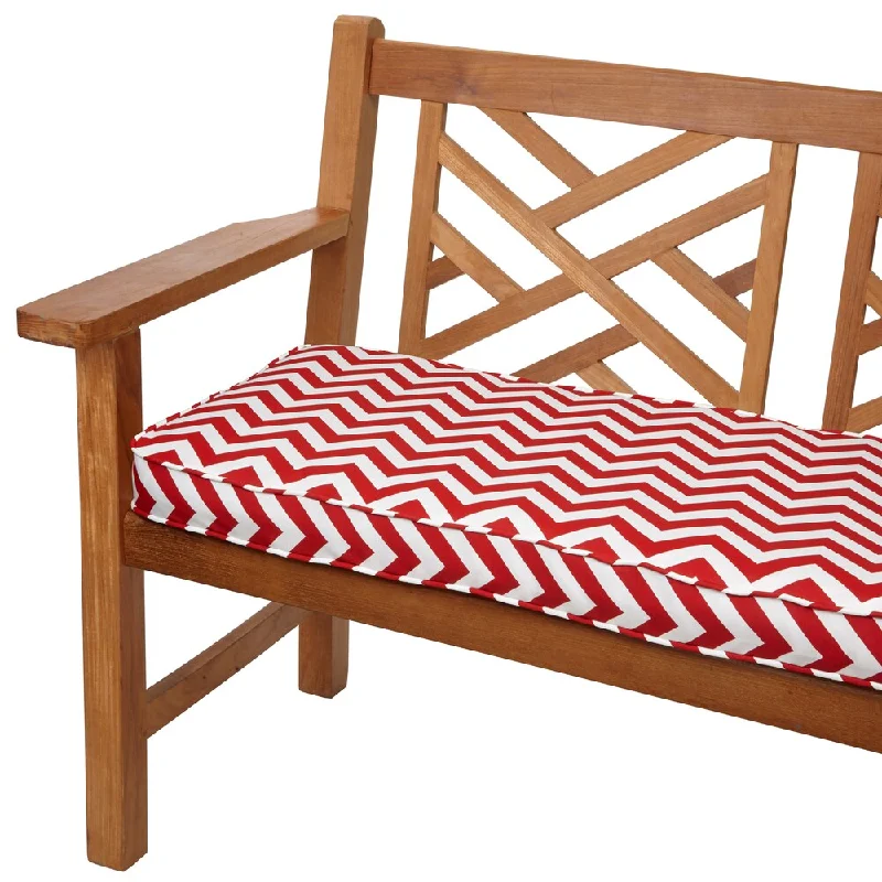 Red Chevron 60-inch Indoor/ Outdoor Corded Bench Cushion