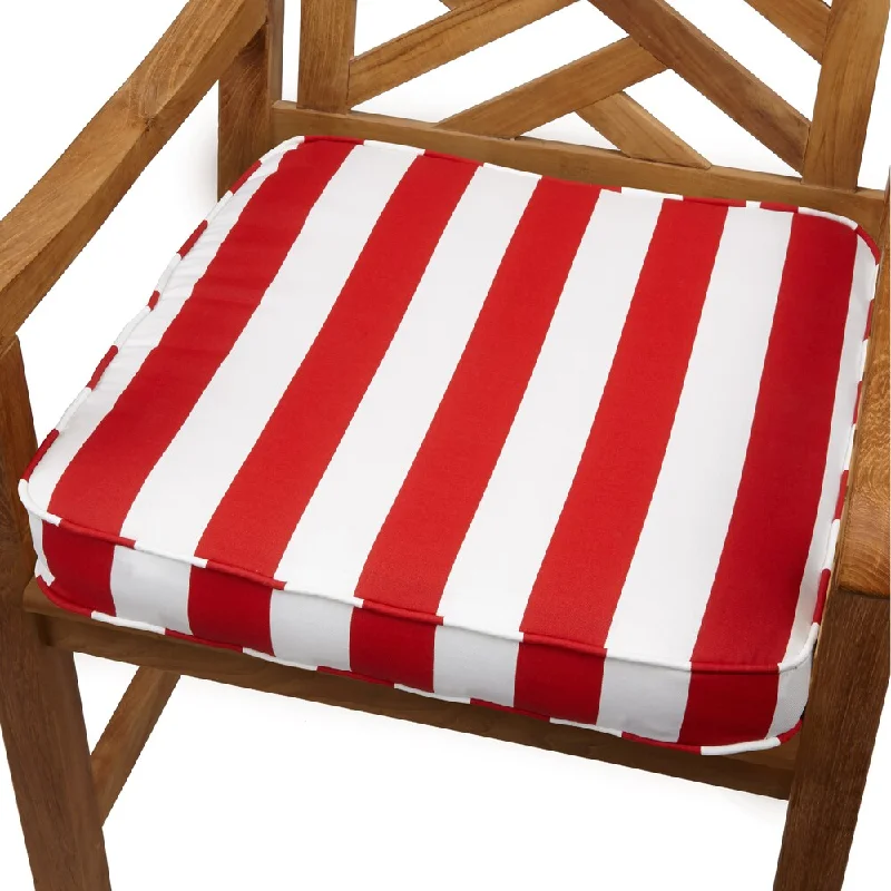 Red Stripe 20-inch Indoor/ Outdoor Corded Chair Cushion