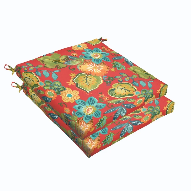 Red Tropical 20 x 2.5-inch Chair Cushion - Bristol (Set of 2)