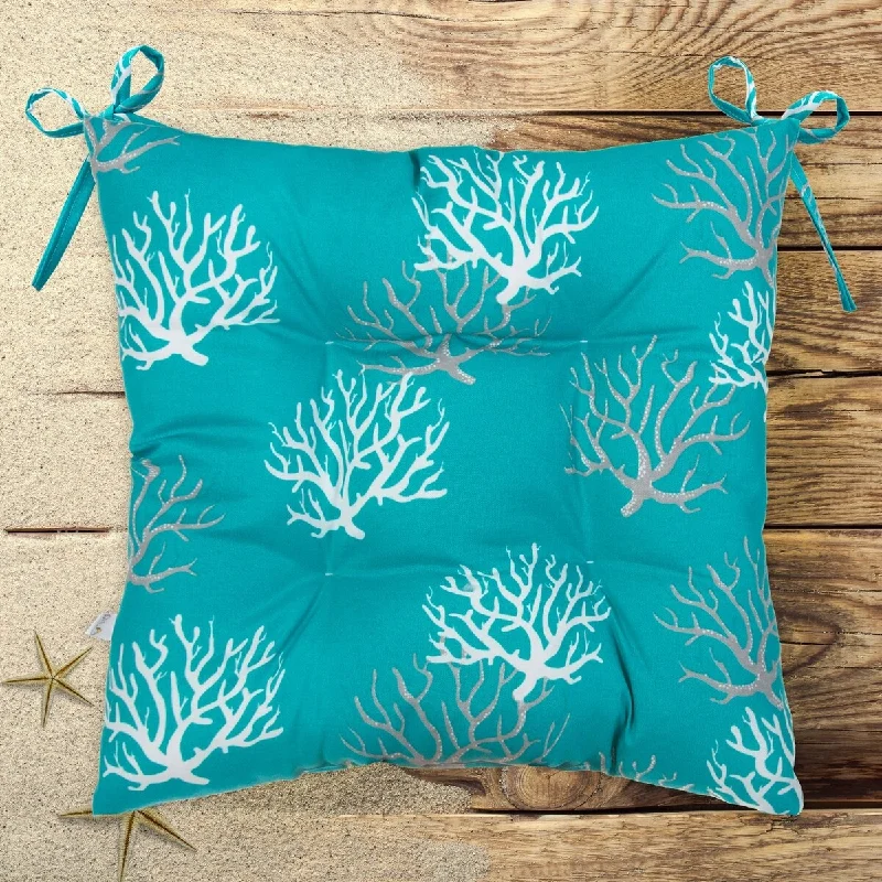 Reef Turquoise 20" x 20" Tufted 2 Pack Seat Cushions