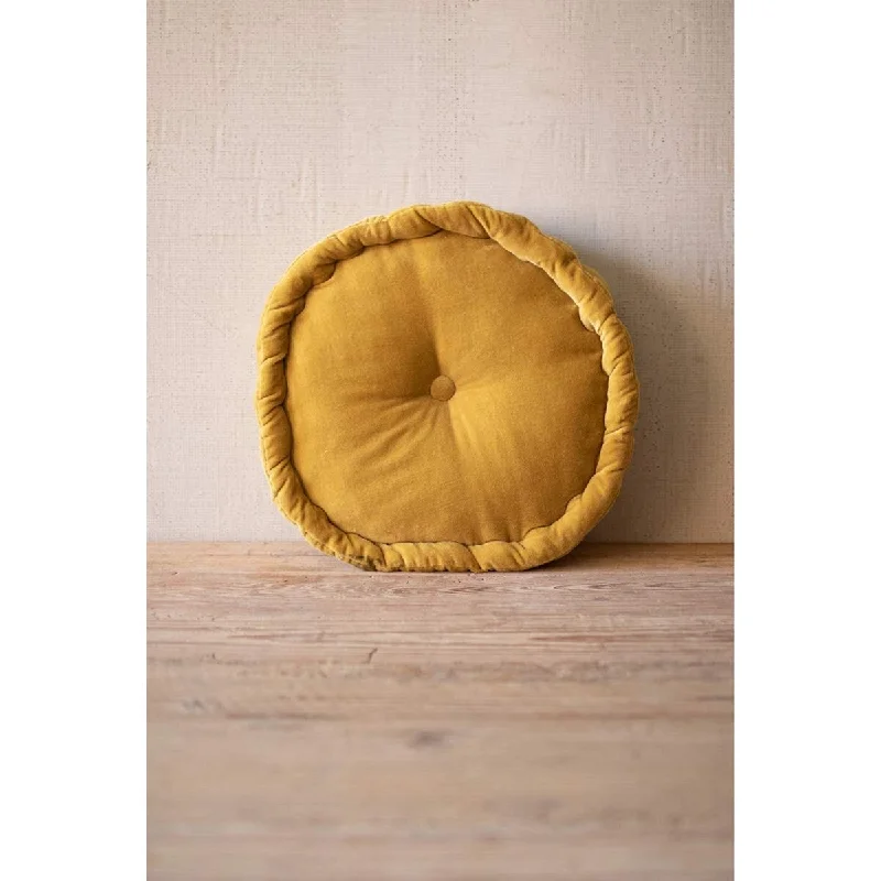 Round Velvet Floor Cushion - Honey - Accent Pillows - Exact Size