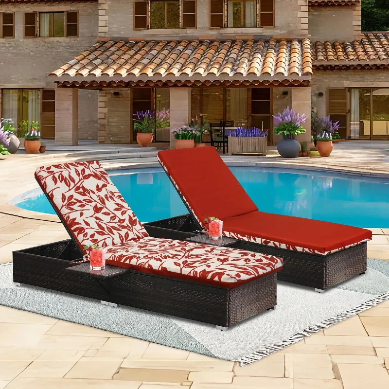 Ruby Red Outdoor Printed Leaves Lounger Cushion 22 x 71 in Red Ivory - 22" x 71" x 2.75"