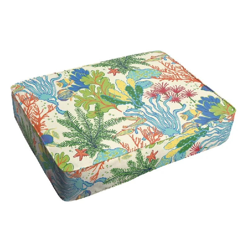 Selena Blue Green Seascape 18 x 29-inch Indoor/ Outdoor Corded Edge Floor Cushion