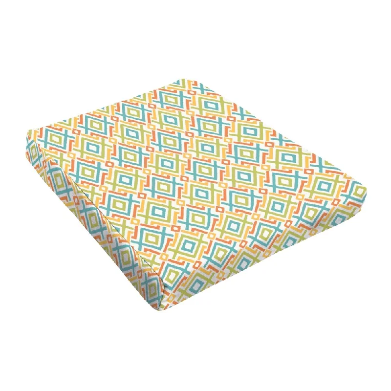 Sloane Blue Green Geometric Outdoor Tapered Chair Cushion