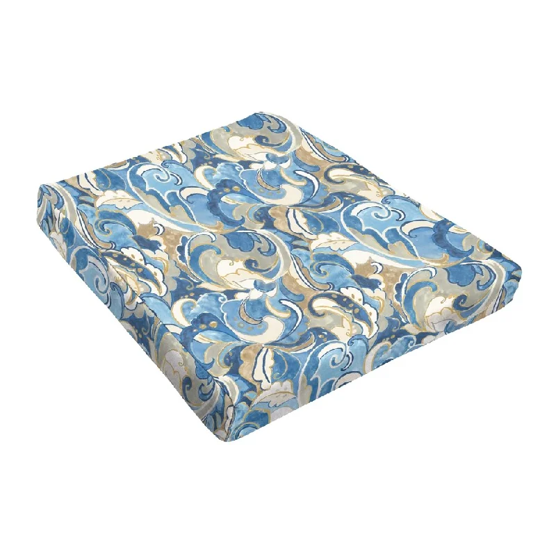 Sloane Blue Grey Abstract Outdoor Tapered Chair Cushion