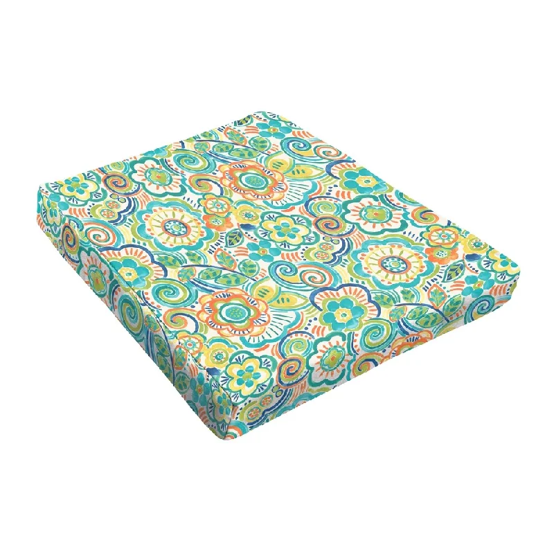 Sloane Blue Rio Floral Outdoor Tapered Chair Cushion