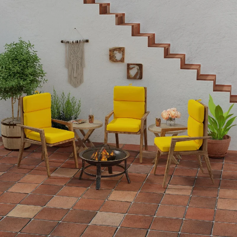 Sunbrella 22" x 44" Yellow Solid Outdoor Chair Cushion with Ties and Loop - 44'' L x 22'' W x 4'' H