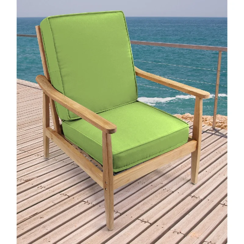 Sunbrella 22" x 45" Green Solid Outdoor Deep Seat Chair Cushion Set with Ties - 45'' L x 22'' W x 4'' H