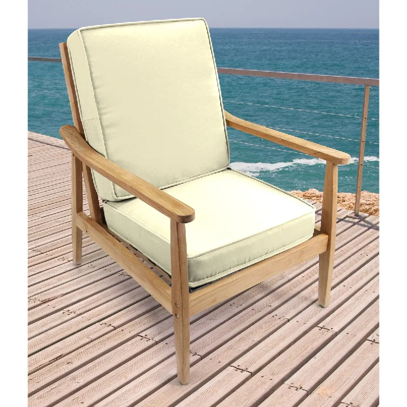 Sunbrella 22" x 45" Natural Solid Outdoor Deep Seat Chair Cushion Set with Ties - 45'' L x 22'' W x 4'' H