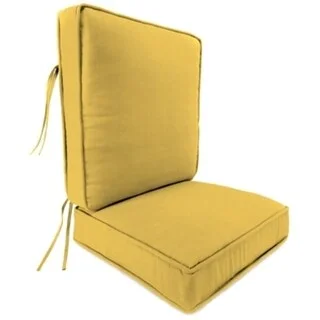 Sunbrella 22" x 45" Yellow Solid Outdoor Deep Seat Chair Cushion Set with Ties