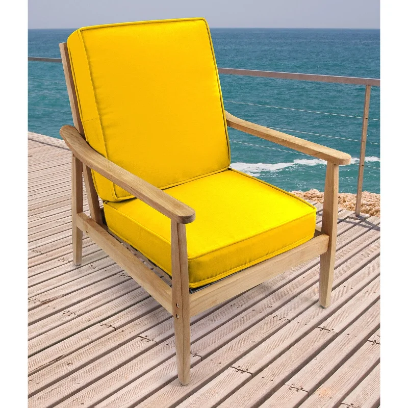 Sunbrella 22" x 45" Yellow Solid Outdoor Deep Seat Chair Cushion Set with Ties - 45'' L x 22'' W x 4'' H