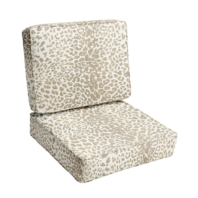 Sunbrella Tan Leopard Indoor/Outdoor Deep Seating Cushion Set, Corded