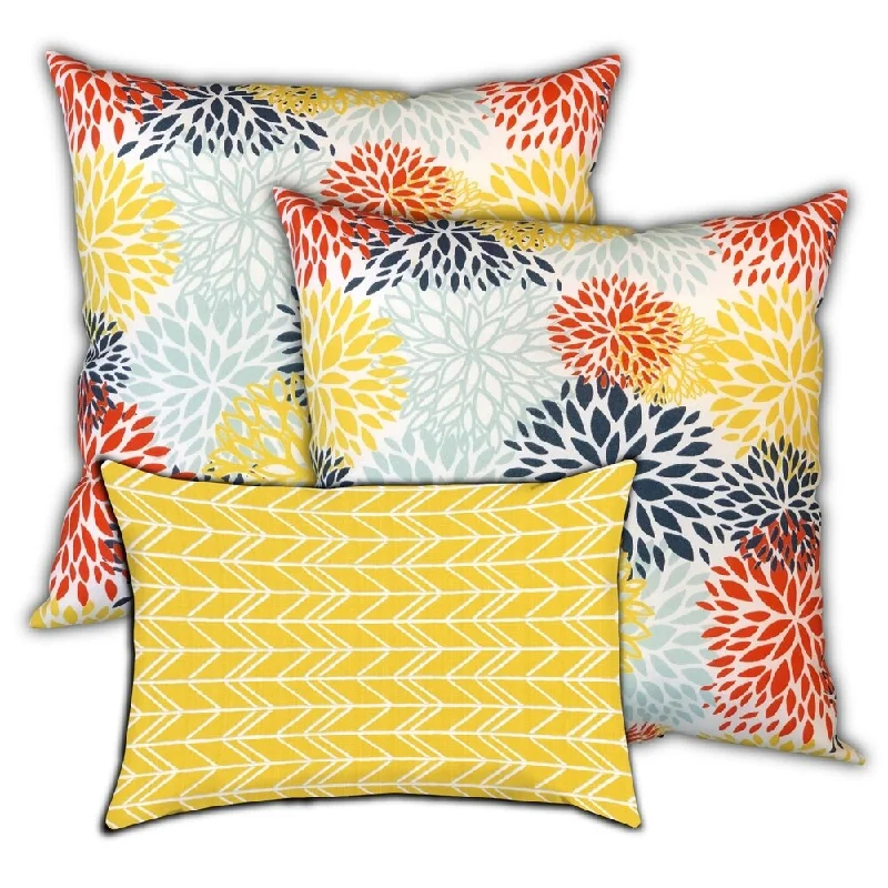 Crazy Deals Sunshine Lines Indoor/Outdoor, Zippered Pillow Cover, Set of 2 Large & 1 Lumbar, Seafoam, Orange, Yellow Crazy Deals Sunshine Lines Indoor/Outdoor, Zippered Pillow Cover, Set of 2 Large & 1 Lumbar, Seafoam, Orange, Yellow