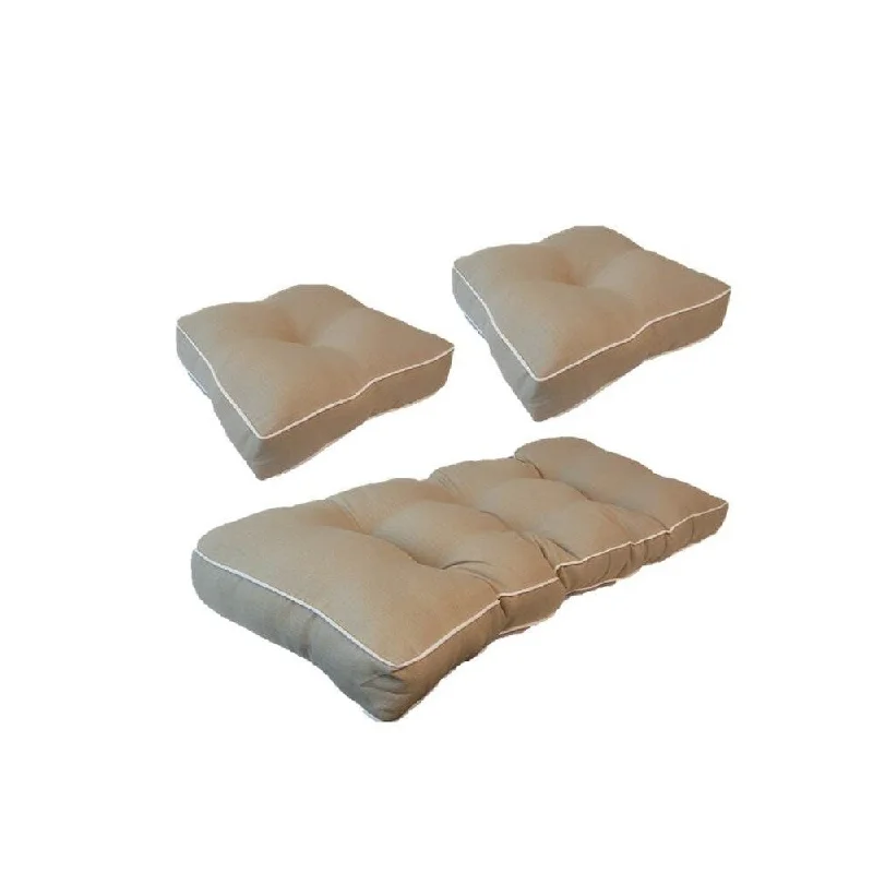 Suntastic Indoor/ Outdoor Linen Textured Settee and Seat Cushions (Set of 3)