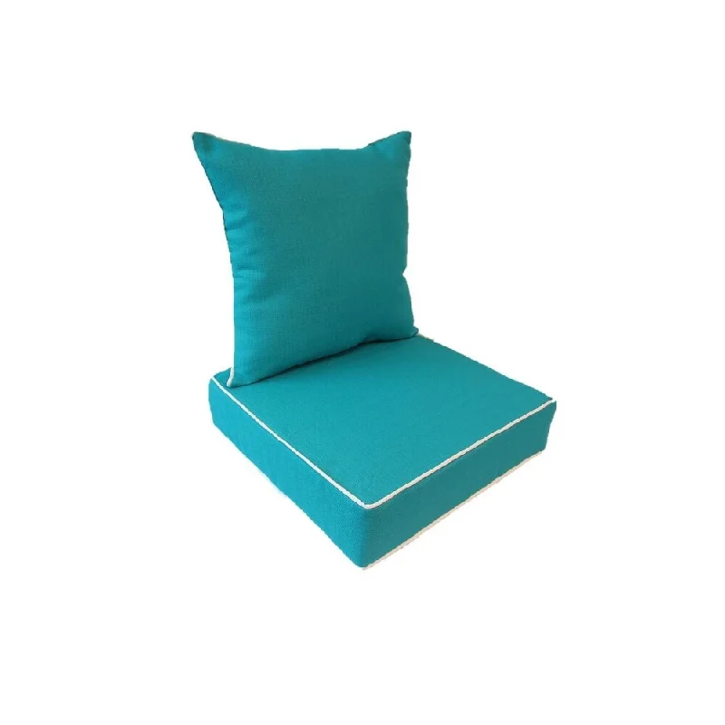 Suntastic Indoor/ Outdoor Turquoise Textured Deep Seat and Back Cushions