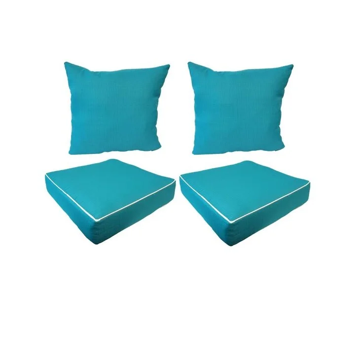 Suntastic Indoor/Outdoor Turquoise Textured Seat Cushions and Pillows (Set of 4)