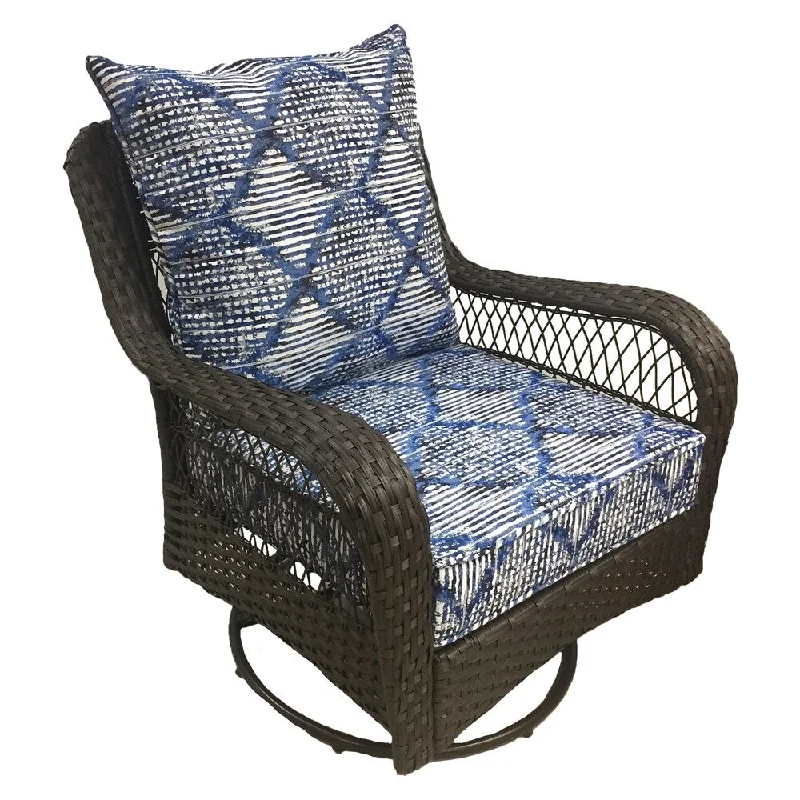 Suntastic O'Shiboru Blue and White Indoor/Outdoor Deep Seat and Back Cushion Set (Chair Not Included)