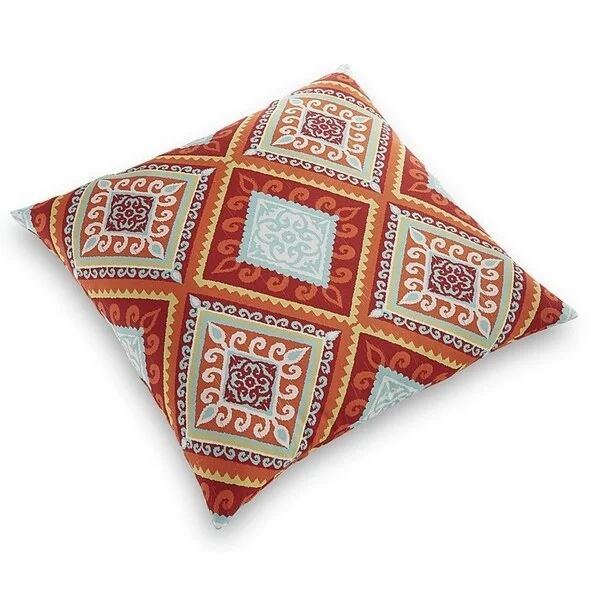 Midnight Sale Terrasol Spanish Tile Red Orange Outdoor Floor Pillow.