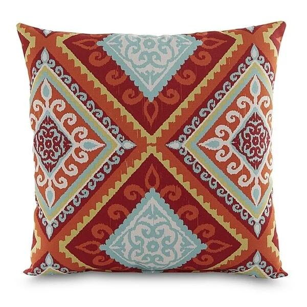 Super Bargain Terrasol Spanish Tile Red Orange Outdoor Throw Pillow.