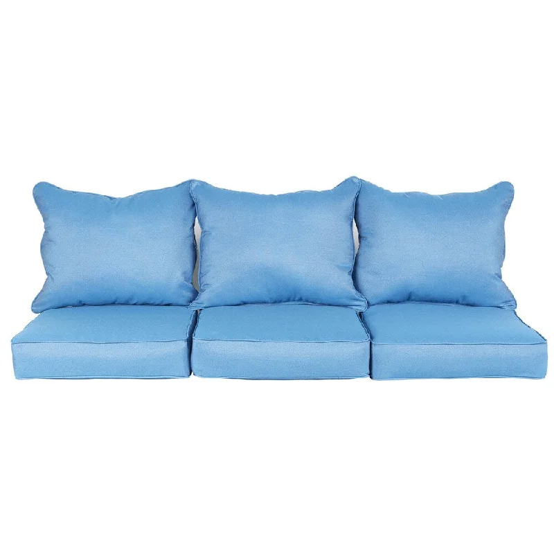 Trabert Sunbrella Regatta Blue Indoor/ Outdoor Corded Pillow and Cushion 6-pc Sofa Set