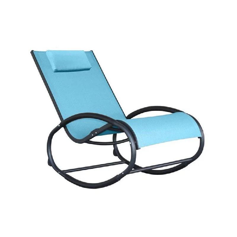 Deal Frenzy Vivere Blue, Black, or Brown Acrylic Mesh Outdooor Patio Hammock Wave Rocker