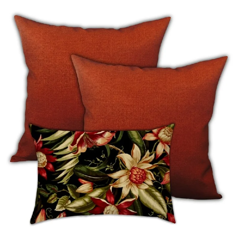 Overstock Wakway To The Gardens Indoor/Outdoor, Zippered Pillow Cover, Set of 2 Large & 1 Lumbar, Gold, Straw, Yellow