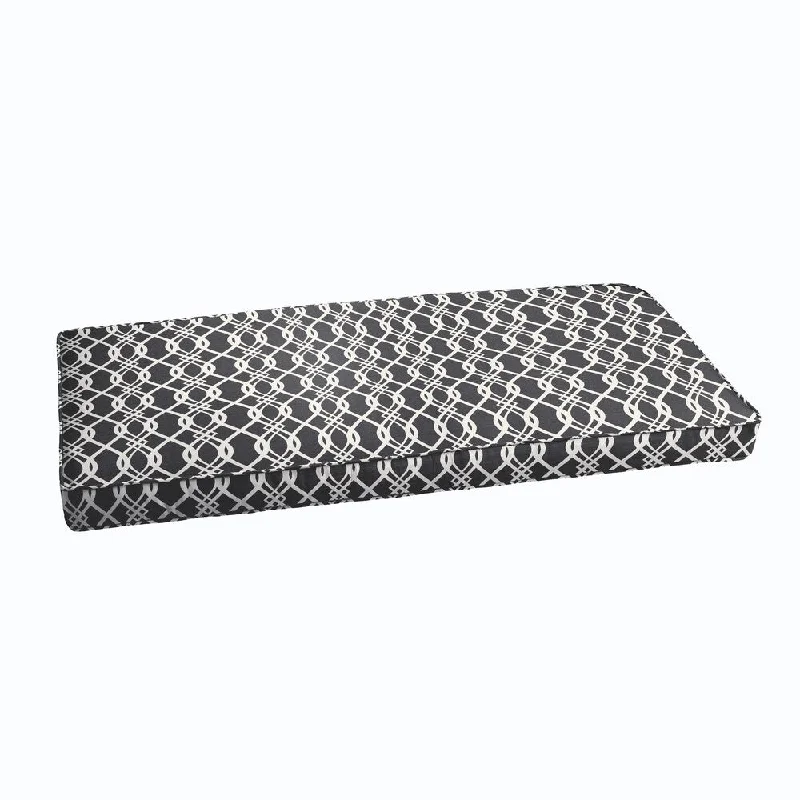 Wavy Black Indoor/ Outdoor Corded Bench Cushion