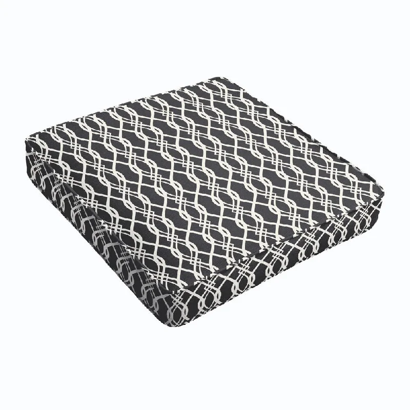 Wavy Black Square Cushion - Corded