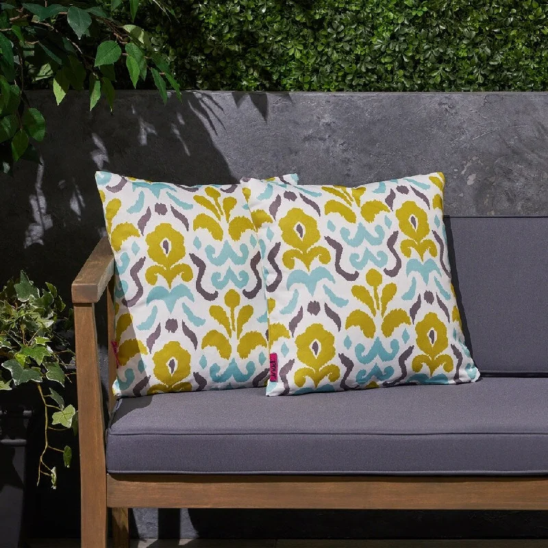 Yellow Flower Outdoor 17.75" Square Cushion (Set of 2）by Christopher Knight Home